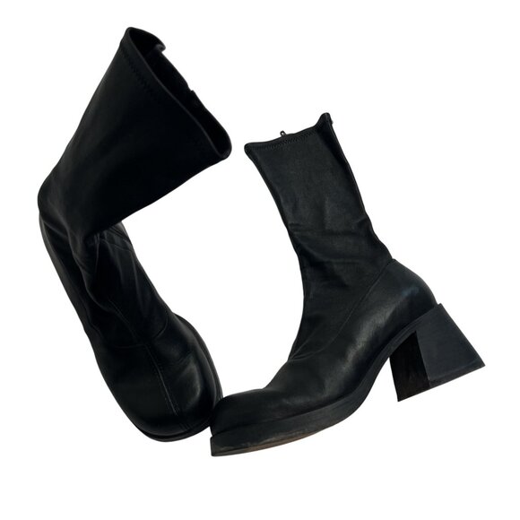 Miista Elke Stretch Mid Calf Boots in Black